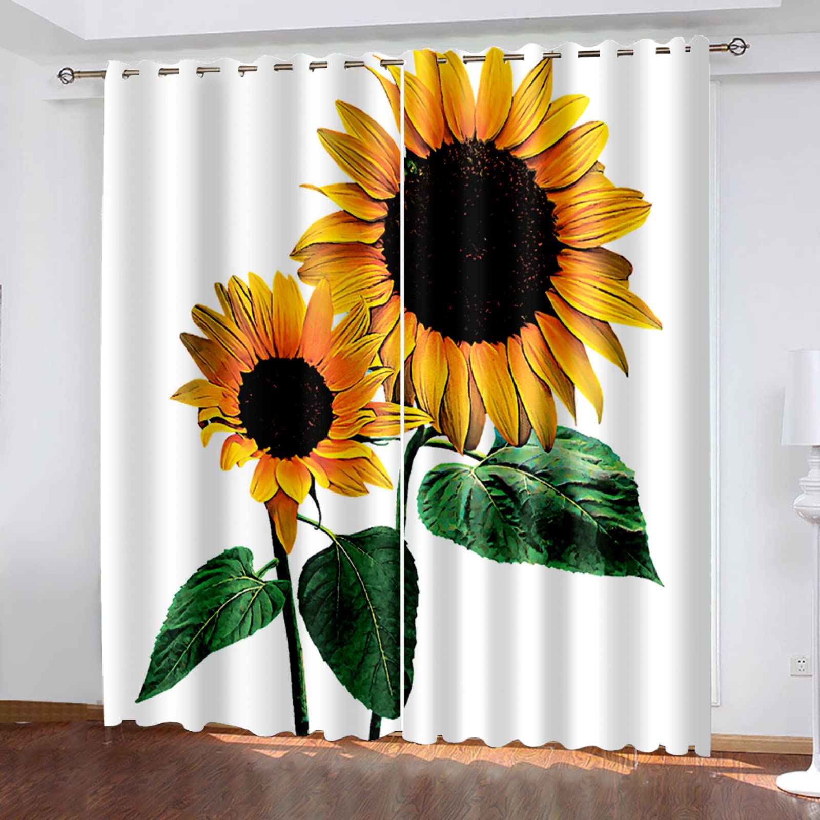 Vorhang Blickdicht Verdunklungsvorhänge Gardienen 2-SetBlume 150x166cm