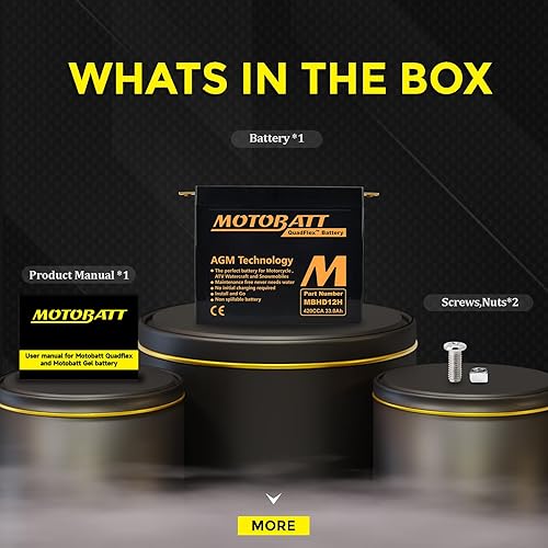 Miniatura 8 de MotoBatt Reemplazo de batería AGM sellada MBHD12H de 12 voltios y 33 Ah - YHD-12H