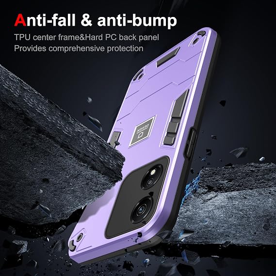 Phone Case Compatible with Honor X5 Plus,Compatible with Honor X5 Plus WOD-LX1 WOD-LX2 WOD-LX3 Case Dual-Layer Drop-Proof TPU+PC 2-in-1 Protective Case Purple