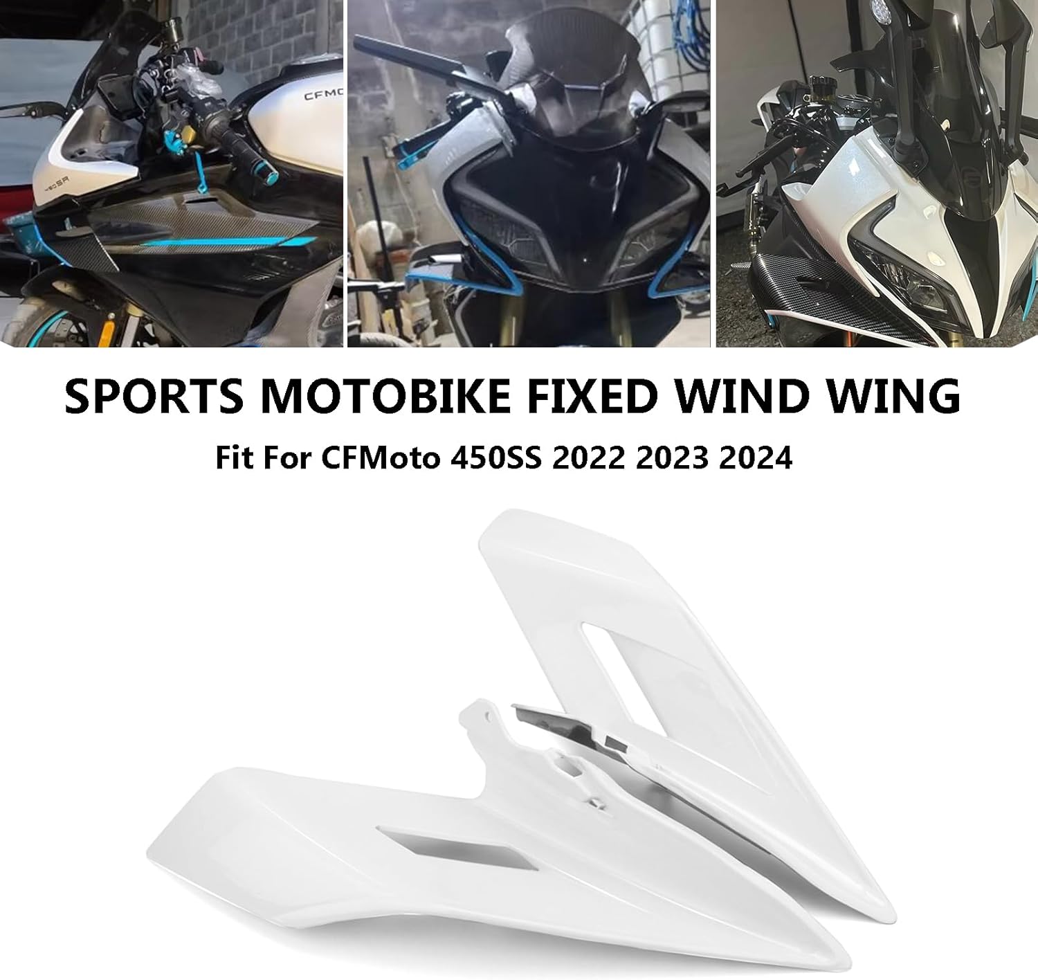 Motorcycle Wind Screen Aerodynamic Winglets ABS Batwing Wind Deflector Fairing Kits for CFMOTO 450SS 450SR 450SRS 2022 2023 2024 2025 CF Moto 450ss Accessories (C-White)