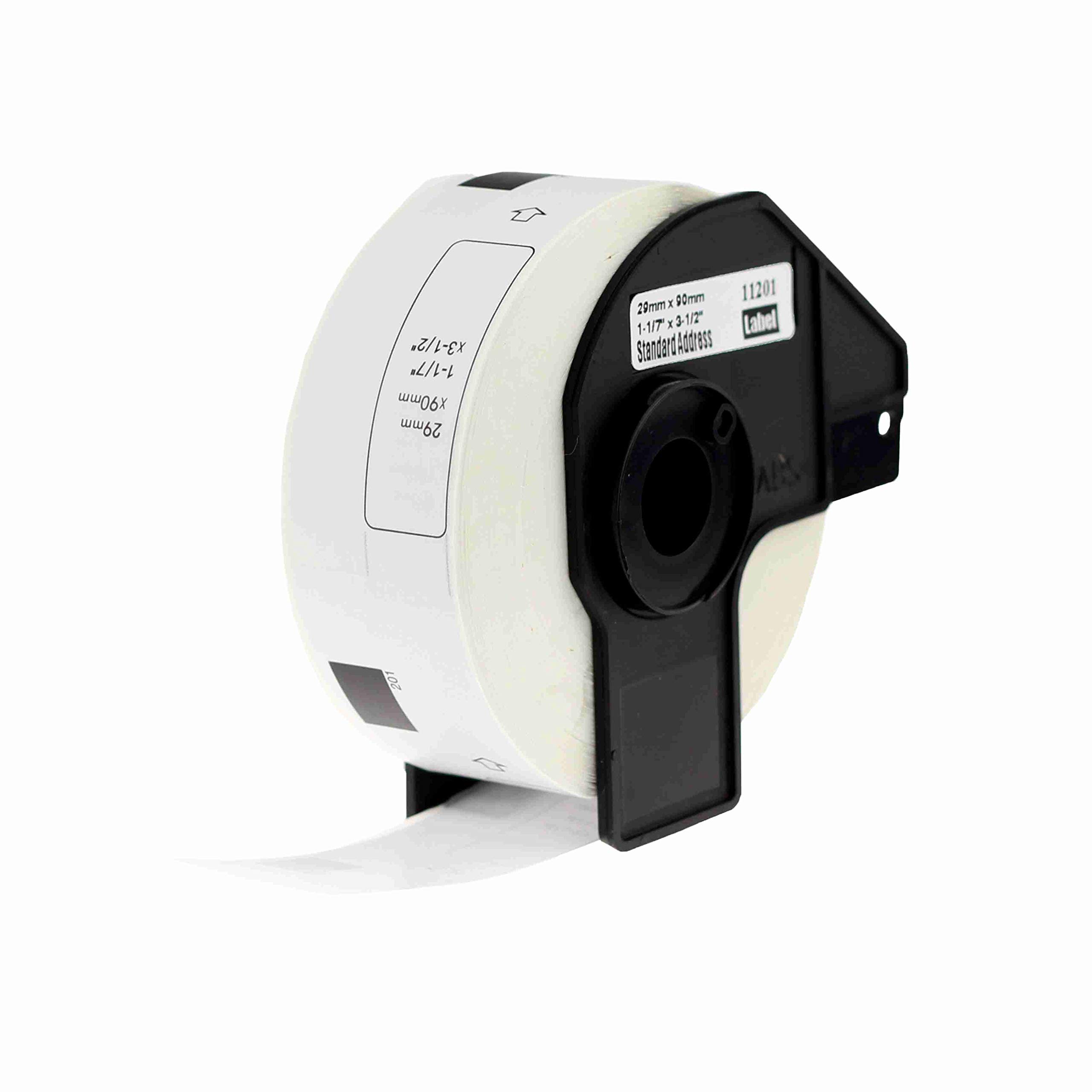 SKY DK-11201 29mm x 90mm White Standard Address Labels - 400 Labels per Roll - Compatible with Brother QL Series Label Printers