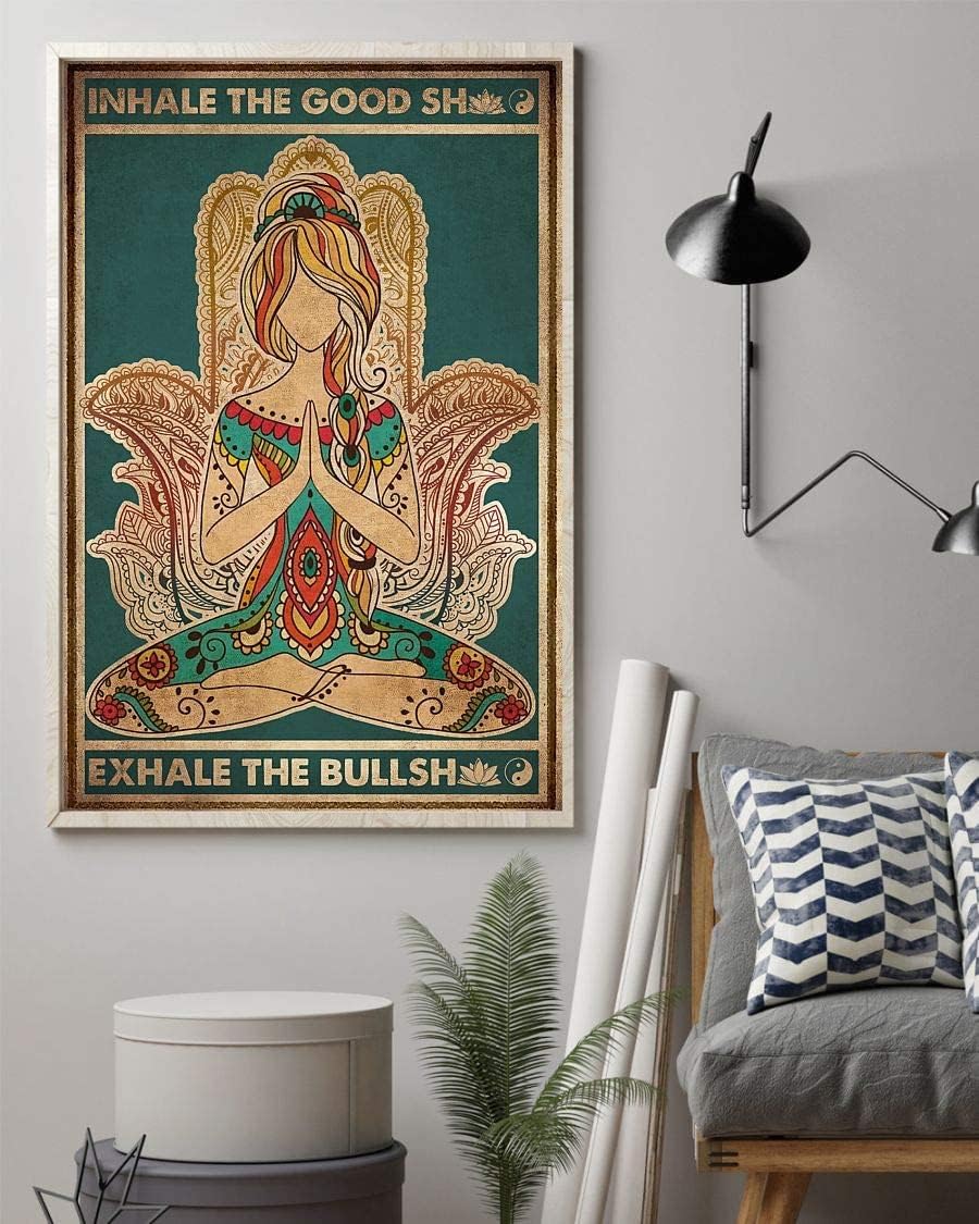 Yaasimoule Color Poster Wall Art Home Decor Yoga Inhale The Good Shit Exhale Bullshit