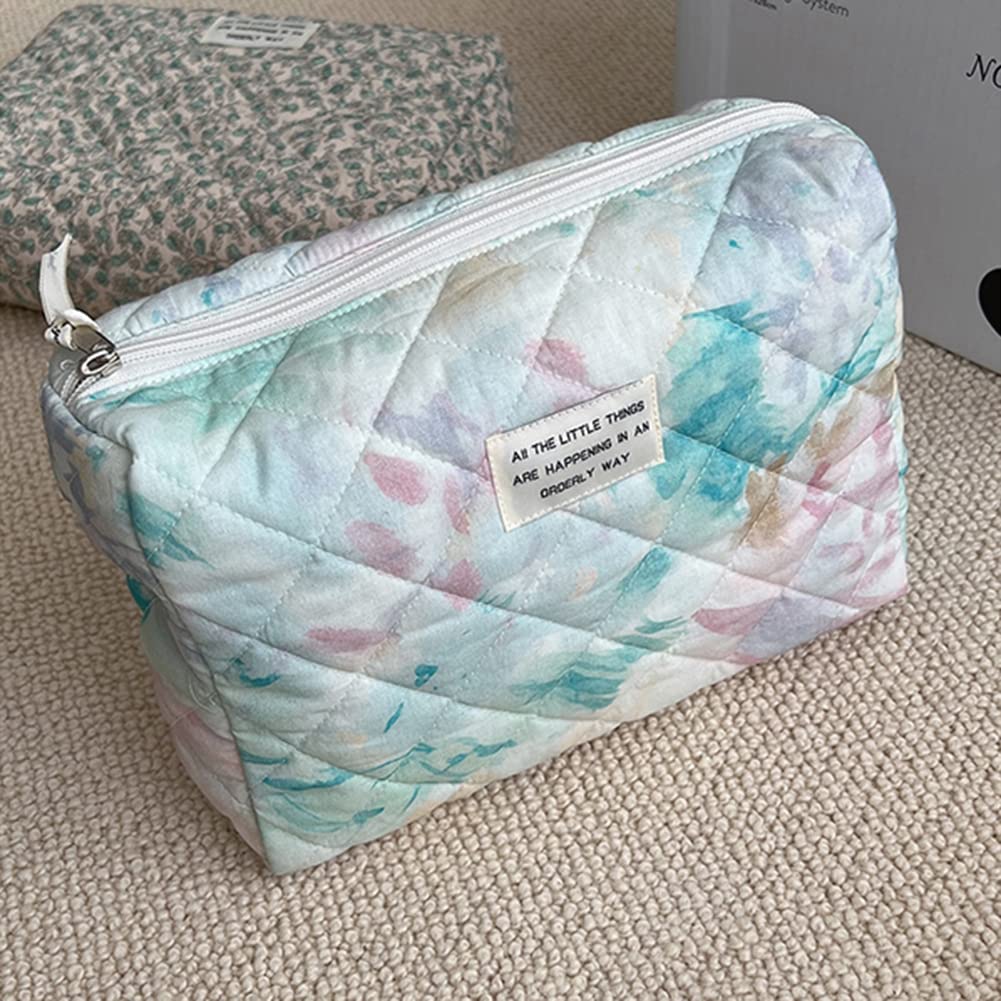 Borsa da Viaggio in Cotone con Tracolla, Porta pennelli da Trucco, Stampe Floreali, Trapuntata, graziosa insegna per Viaggi e casa