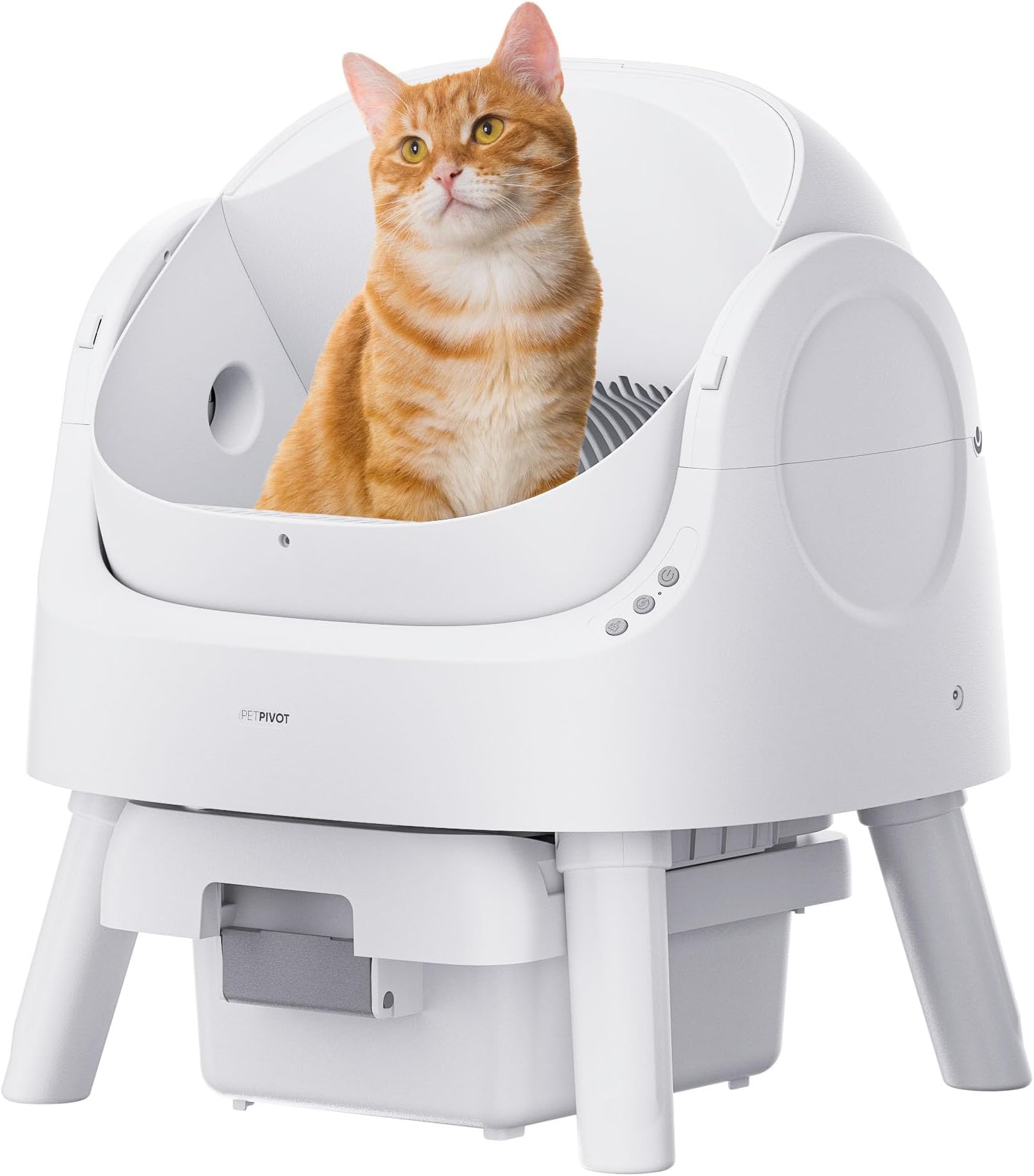 PetPivot, Automatic Cat Litter Box, Open Top Litter Box for Multiple Cats, Self Cleaning Litter Box with Liners and Mat Included (Updated Sensors + Local Support)