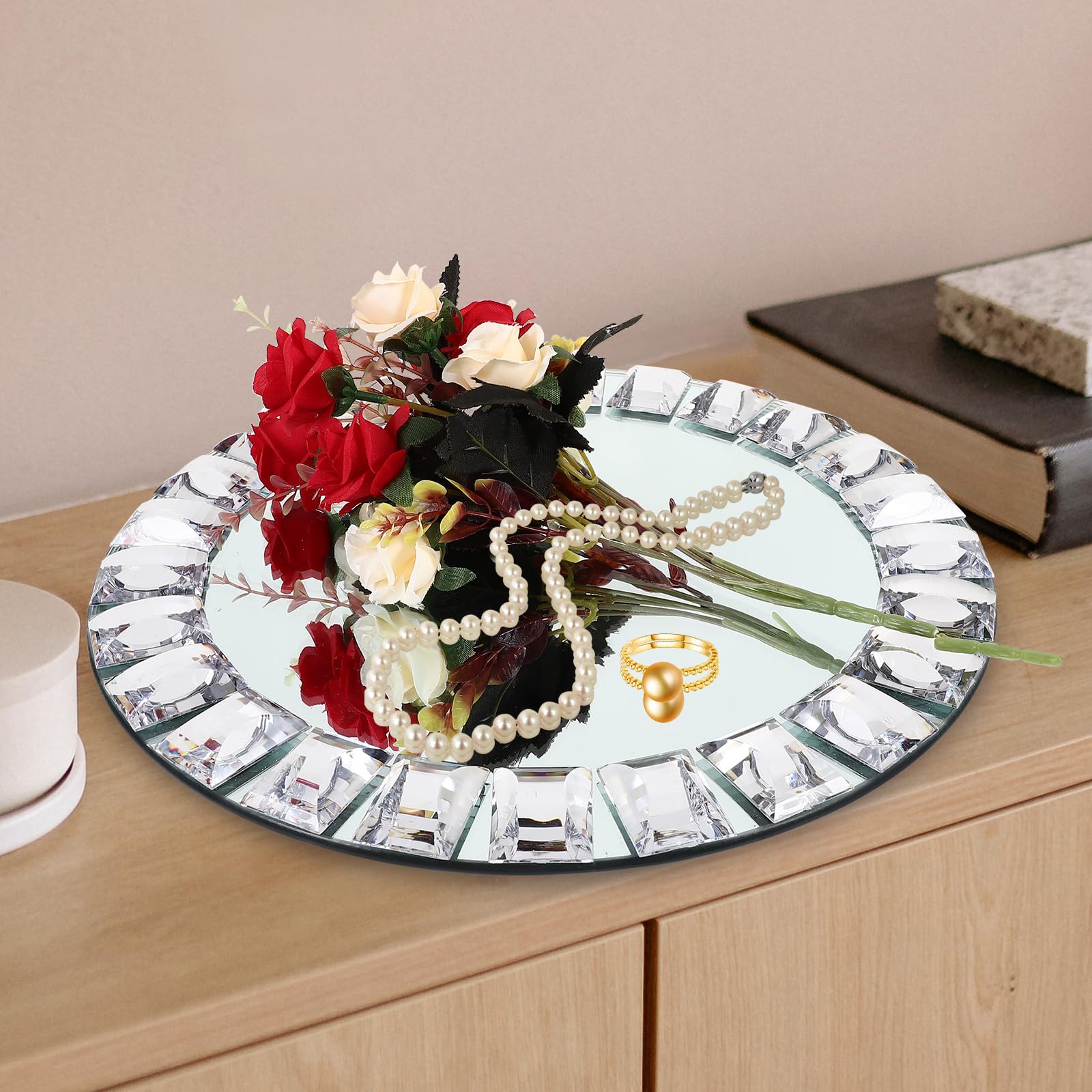 Vassoio Organizzare in Porta Decorativo o Rotondo Vetro e Anelli Design per Profumi e Accessori in Casa o Scrivania