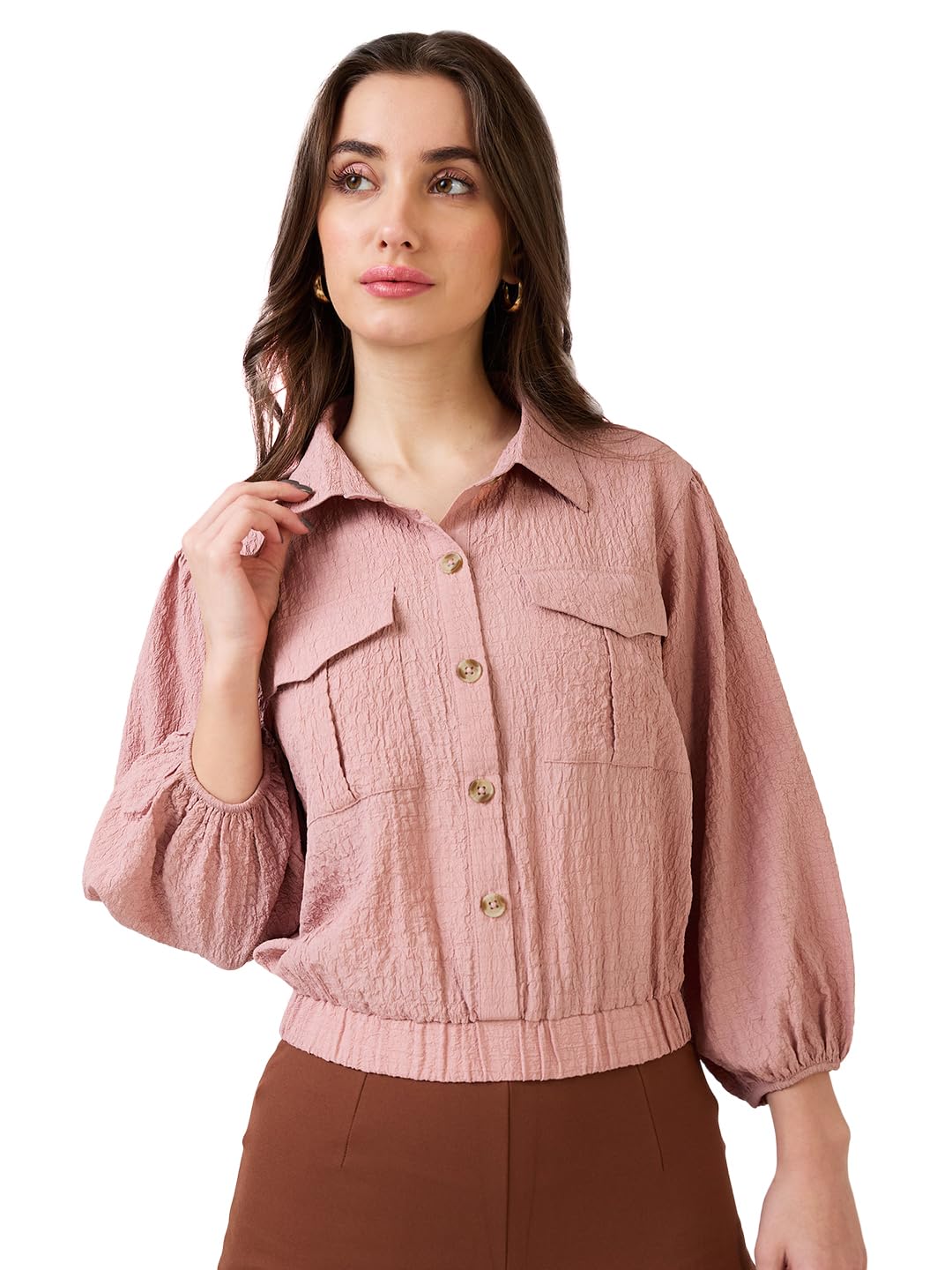 Women Georgette Ikkat Print Wrap V-Neck Flared Sleeves Waist Tie-Ups Top-image-25