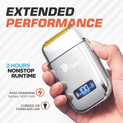 Miniatura 6 de Fagaci Afeitadoras de doble lámina de 5 velocidades para hombres profesionales sin irritación, afeitadora de hoja de afeitar limpia y cerrada,