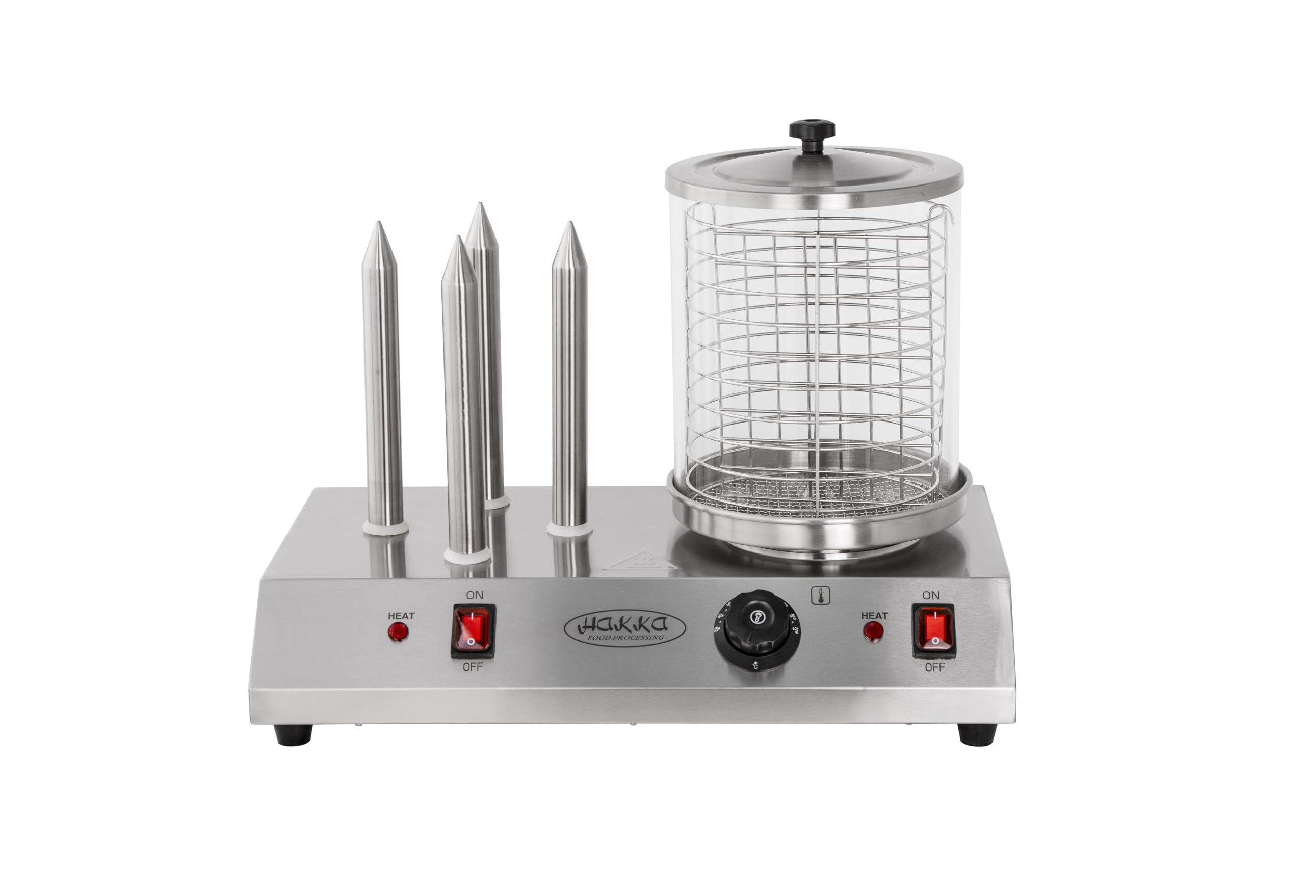 Hakka Machine à Hot-Dogs Professionnelle avec 4 Fentes Pour Toast, Cuiseur Vapeur électrique Pour Hot-Dogs et Chauffe-Pains, Pour Saucisses et Gressins, 220V/960W