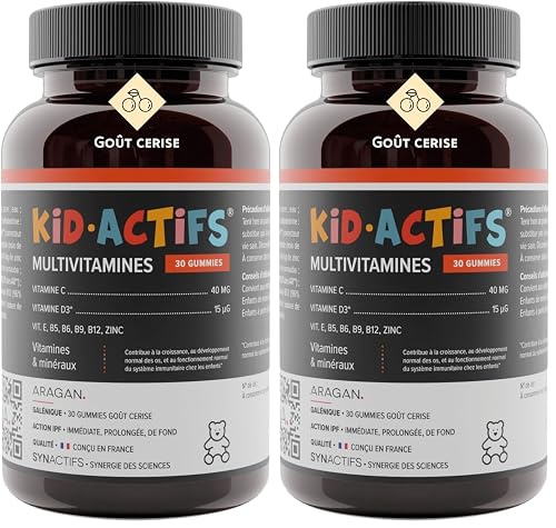 Kidactifs Gummies Enfant Goût Cerise - Croissance & Immunité Enfant