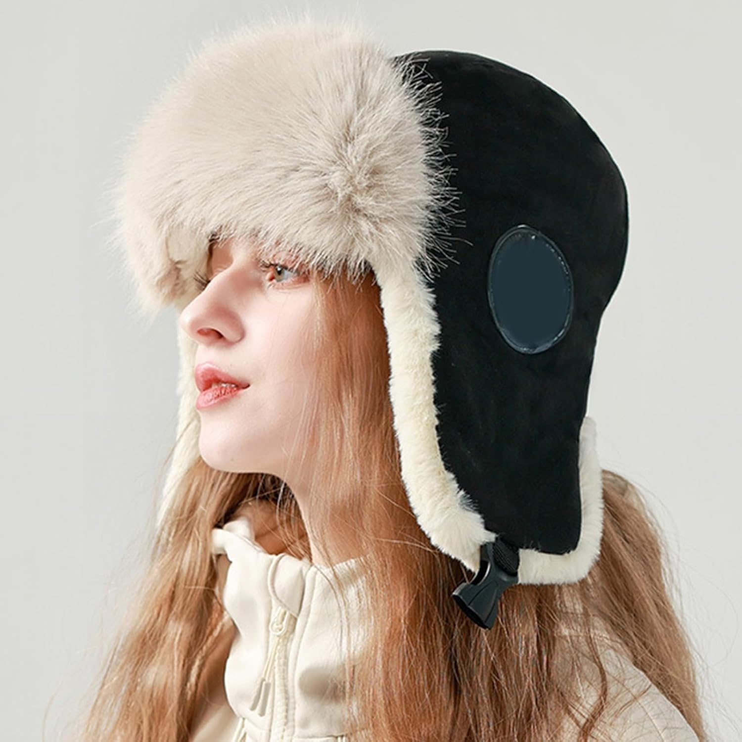 Unisex Fleece Lined Hat, Thickened Earmuff Winter Cap for Skiing, Camping & Hiking