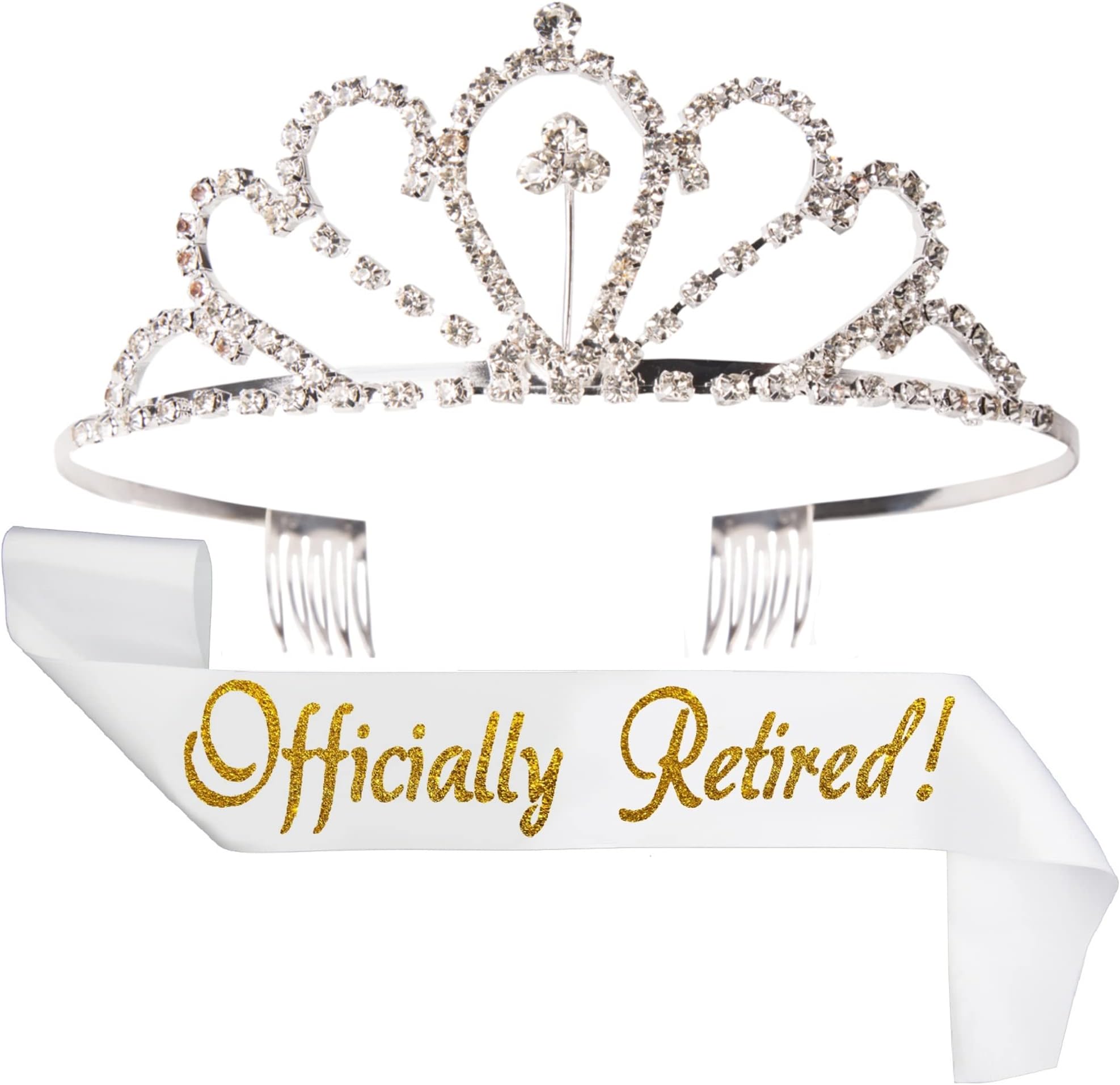 Retirement Sash and Tiara Set - Silver Tiara Crown & Officially Retired Retirement Sash for Women. Great for Retirement Party, Events & Supplies, Gifts, Favors, and Decorations #2 by JPACO