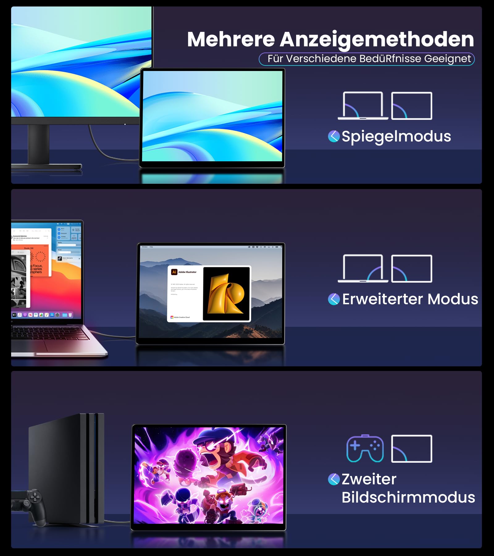 Tragbarer Monitor Touchscreen 14", FHD 1920x1200 100% sRGB 16:10 Bildschirm Monitor IPS Touch Portable Computer Display mit HDMI VGA DVI für Laptop/PC/PS4/Ra pi/Game Console