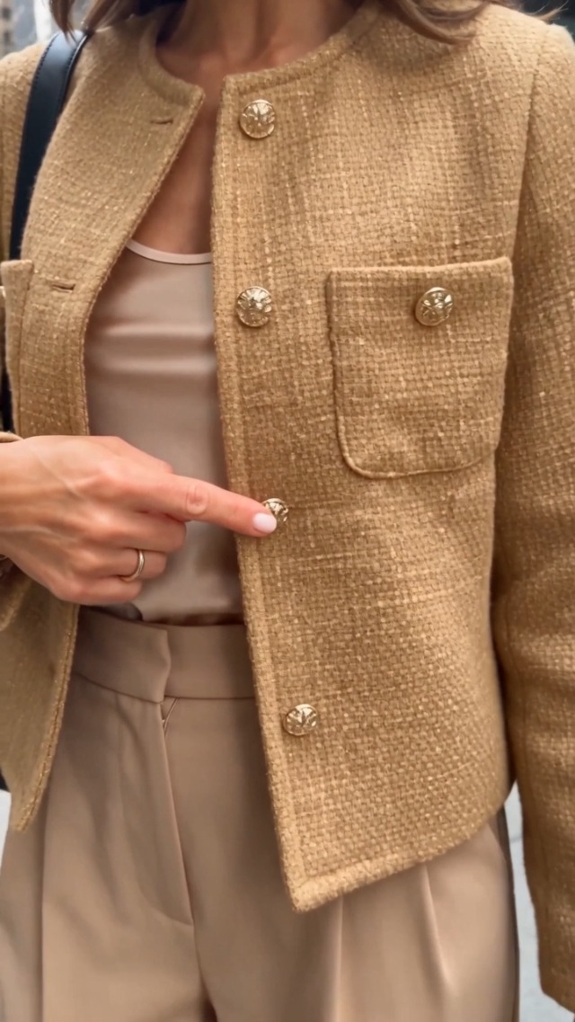 Women's Tweed Jackets Long Sleeve Business Button Down Casual
