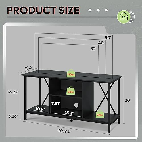 Miniatura 3 de WLIVE Soporte de TV industrial para TV de hasta 45 pulgadas, centro de entretenimiento con marco de metal resistente, consola multimedia compacta