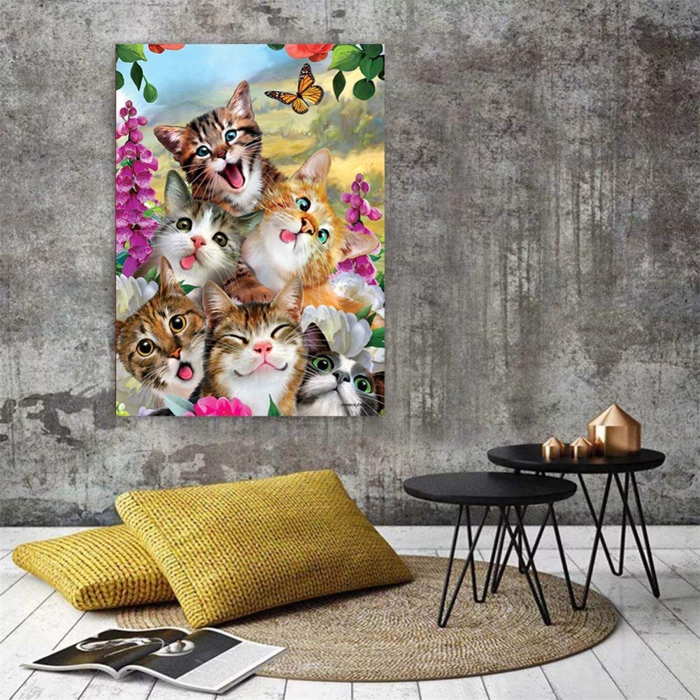 Kit Peinture Diamant 5D Chat Famille - 30x30 Cm, Diamants Full Drill, Pour Adultes Débutants | MAXBYE | Déco Murale