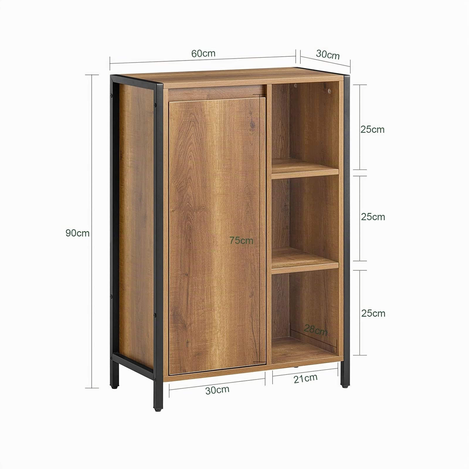 SoBuy Mobiletto Bagno Salvaspazio con Portabiancheria Mobile Bagno con Ripiani Aperti e Cesto Estraibile Armadietto Multiuso per Ingresso o Cucina 60x30x90cm BZR65-PF