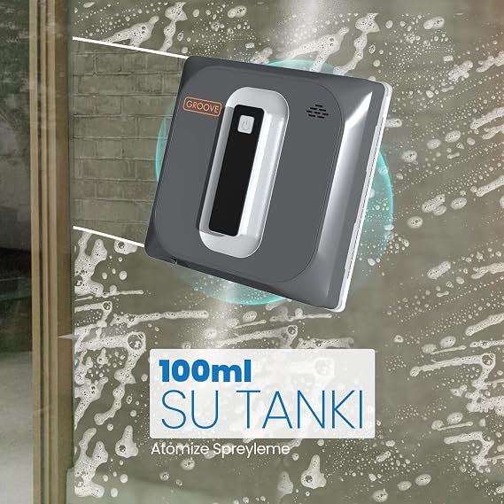 Groove Akıllı Uygulama Kontrollü Cam Temizleme Silme Robotu +Yapay Zeka Desteği+Ultra Sessiz+Akıllı Sensör+4 Ultrasonik Sprey (Model F18-36)