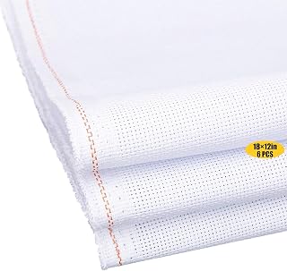 White 14 Count Aida Cloth Cross Stitch Fabric, 6 Pieces 18 x 12 Inch White Embroidery Fabric Cotton Needlepoint Canvas for Counted Cross Stitch, DIY Needlework, Embroidery, Crafts and Home Decor