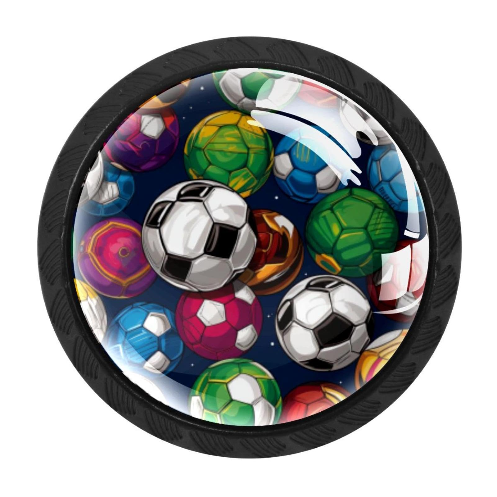 Chenzzzz Multicolored 08 Football Soccer Cabinet Knobs 4 Pieces Drawer Kitchen Cabinets Dresser Cupboard Wardrobe Unique Pulls Handles