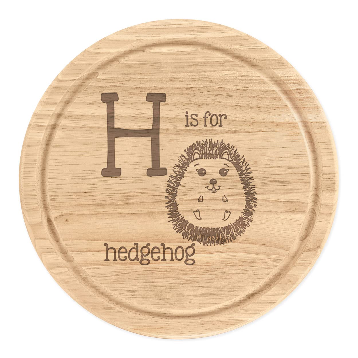 Letter H is for Hedgehog Wooden Chopping Cheese Board Round 25cm