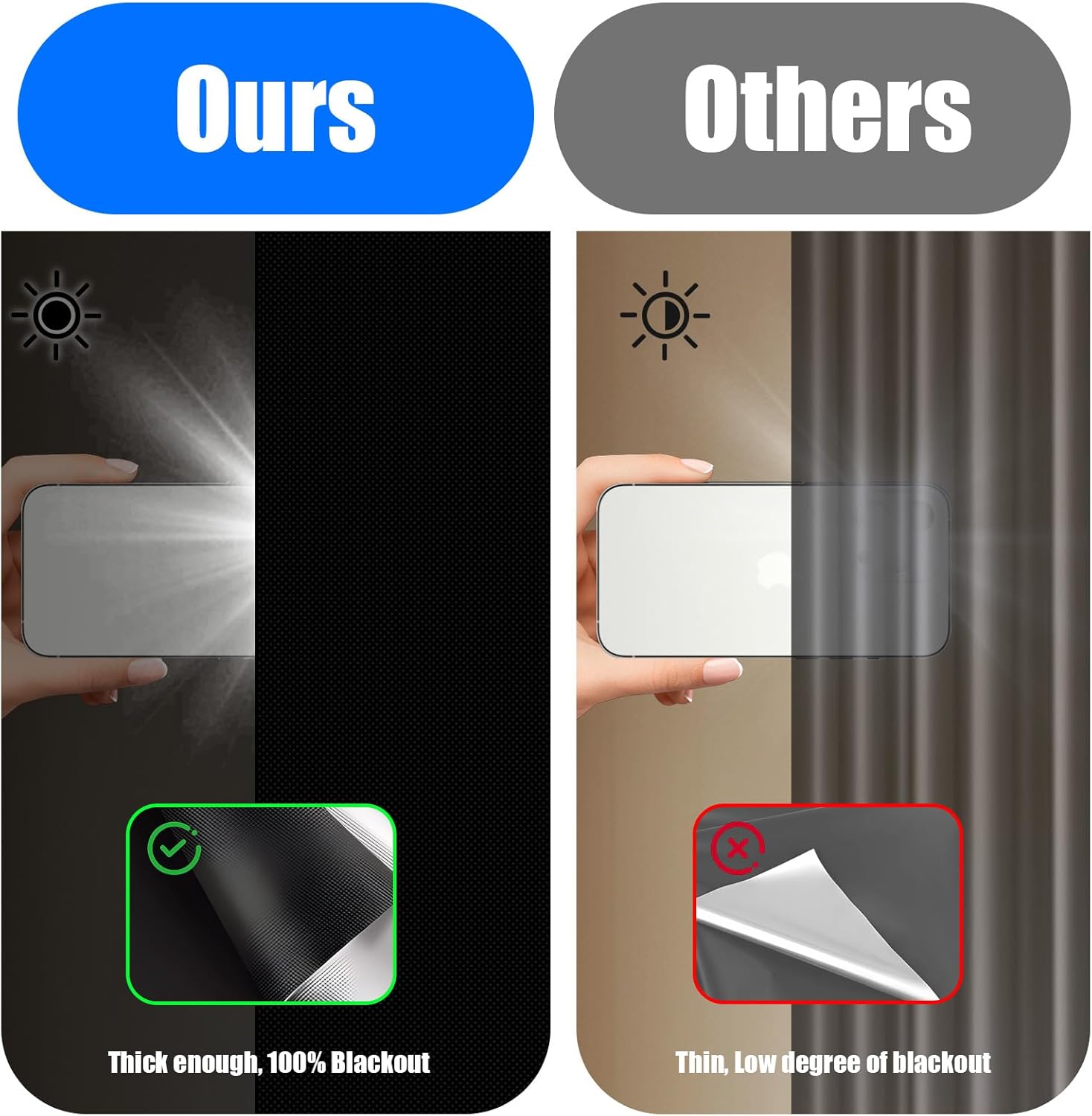 Alikiai Blackout Blinds 157" x 57", 100% Blackout Curtains for Window, 420D No Drill Portable Black Out Shades Film for Bedroom, Nursery Black Out Blinds for Baby Temporary, 12 Hook and Loop Tapes