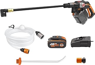 WORX NITRO 18V(20V MAX) Hydroshot Cordless Pressure Washer, PowerShare, Patio Cleaning and Car Washing, Max. 56 Bar, 220L/H, with Accessories, 4.0Ah Battery & charger, WG633E