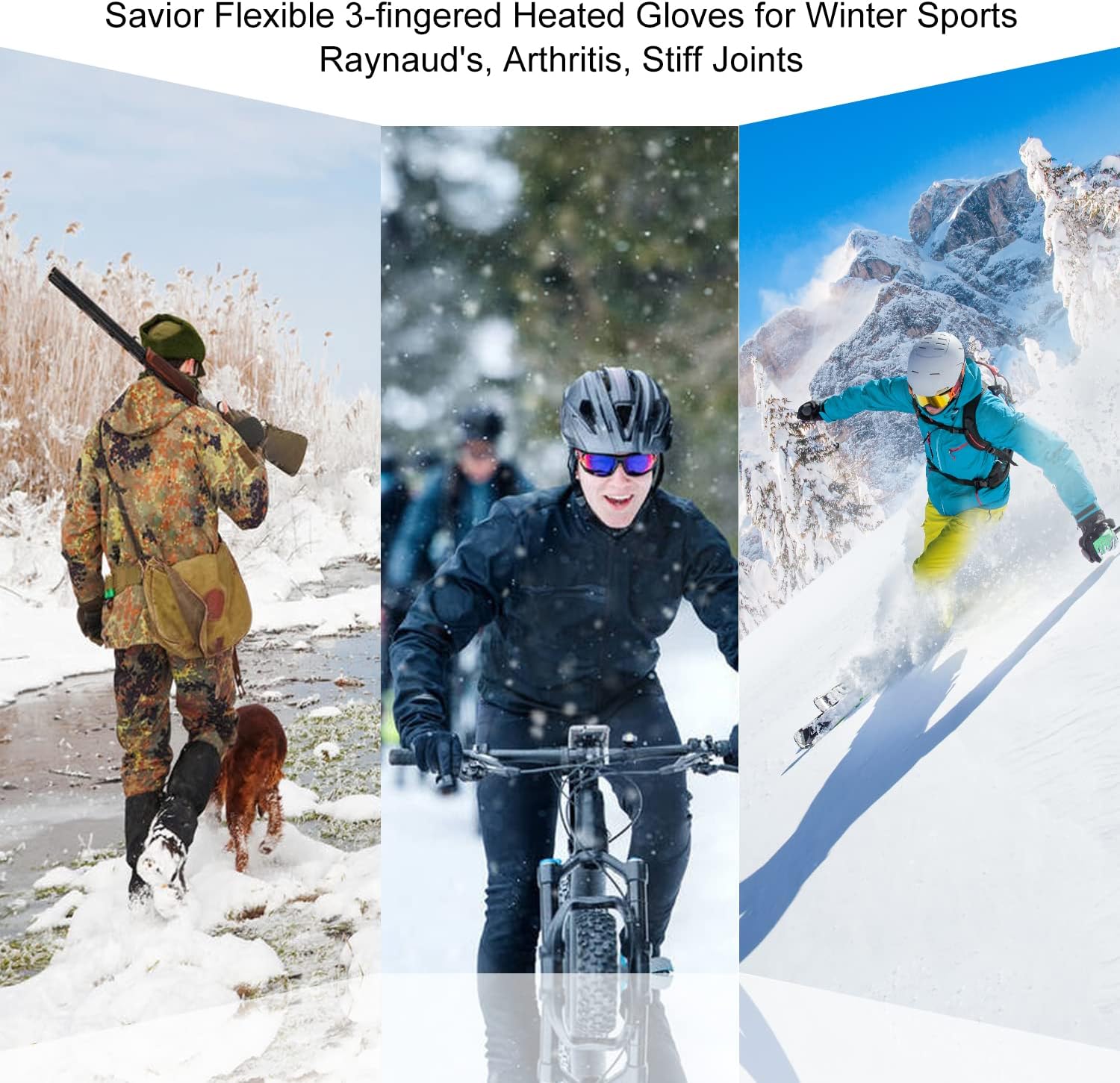 SAVIOR HEAT Heated Ski Mittens 3-Finger Gloves Electric Rechargeable Battery Mitts for Men Women Kids Winter Snowboard Motorcycle Skating Camping Hunting - Image 8