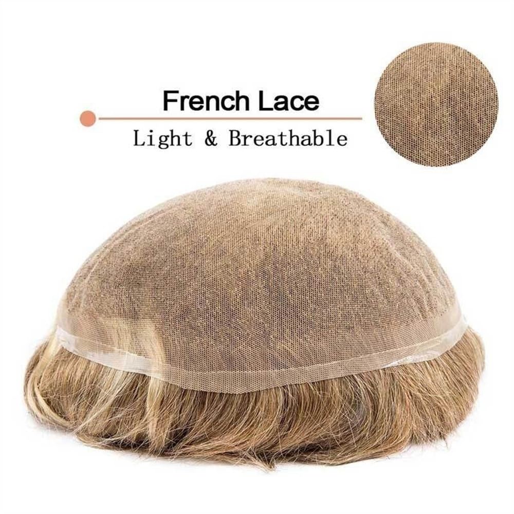 Tupecik męski Peruka męska French Lace Hair System dla mężczyzn Blond włosy Pełna koronka peruka męskie Trwała proteza kapilarna w magazynie Treski