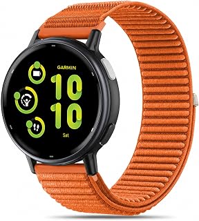 20mm Hook and Loop Nylon Compatible with Garmin Vivoactive 6 Watch Bands/Vivoactive 5/3/3 Music/Venu Sq 2, Quick Release Sport Strap for Forerunner 55/165/245/645/570-42mm Women Men