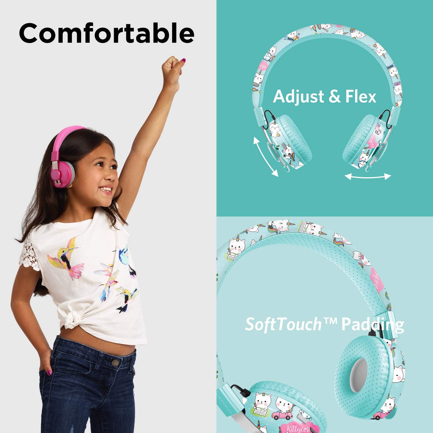 Bеѕt Dеаl Chеар 🛒 LilGadgets Untangled PRO Kids Premium Wireless Bluetooth Headphones with SharePort and Microphone (Children) - Rainbow Cat