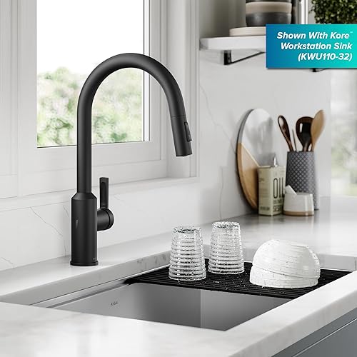 Miniatura 157 de Kraus KPF-2820MB OLETTO SOLA MANEJO DE COCINA DE COCINA DOWN DOWING, 17 PULGADA, NEGRO MATE Mate negro,Negro / acero inoxidable negro sin