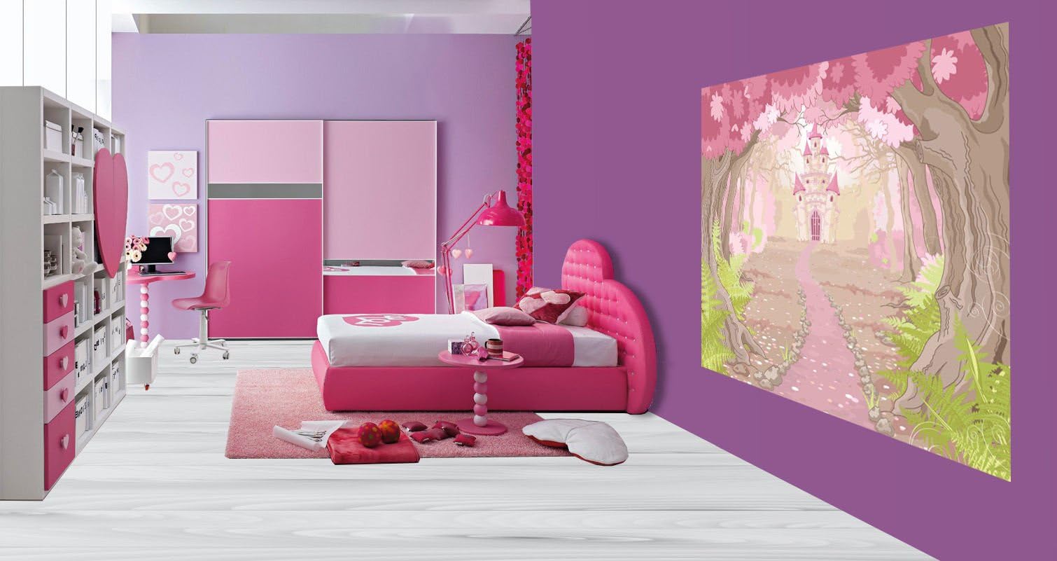 Beautiful Girls Woodland Fairy Tale Castle Wallpaper Wall Mural - XL