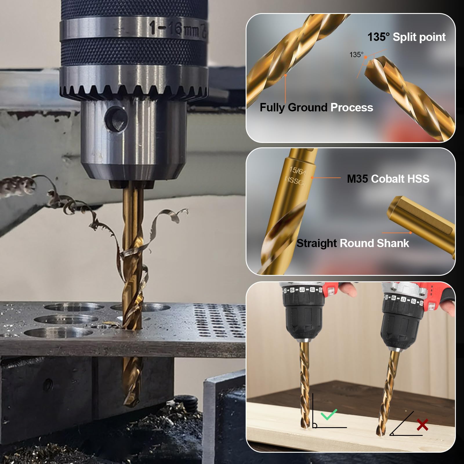 Luckyway Lot De 10 Forets Hélicoïdaux M35 De 0,3 Cm Pour