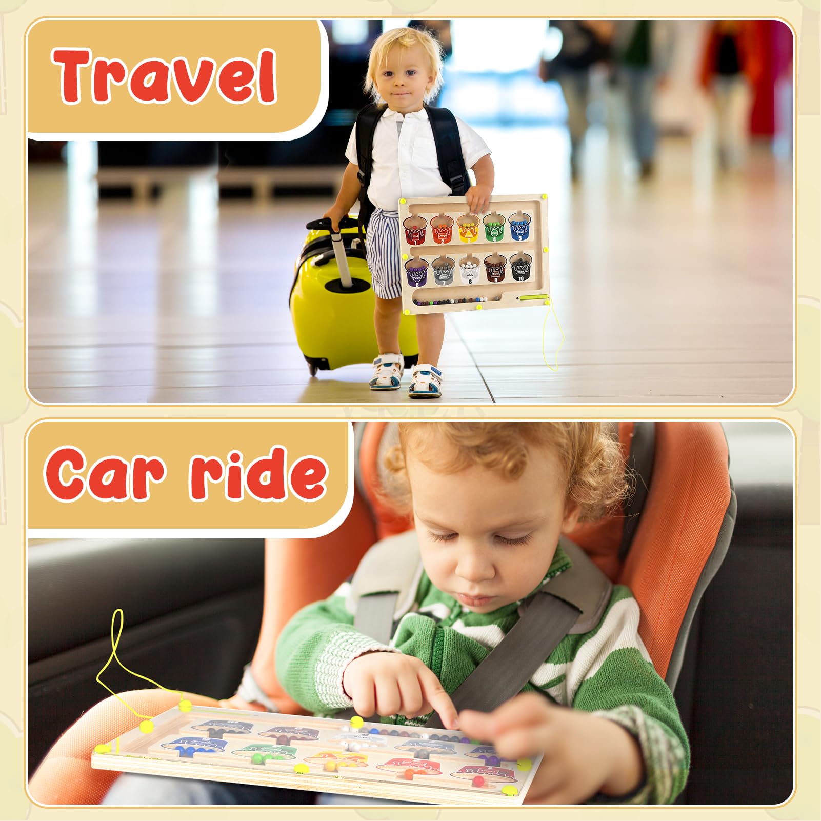 Magnetic Color and Number Maze, Montessori Magnet Puzzles Board Toys for Kids, Education Counting & Matching for Preschool Learning Activities, Travel Toys for Toddlers Fine Motor Skills