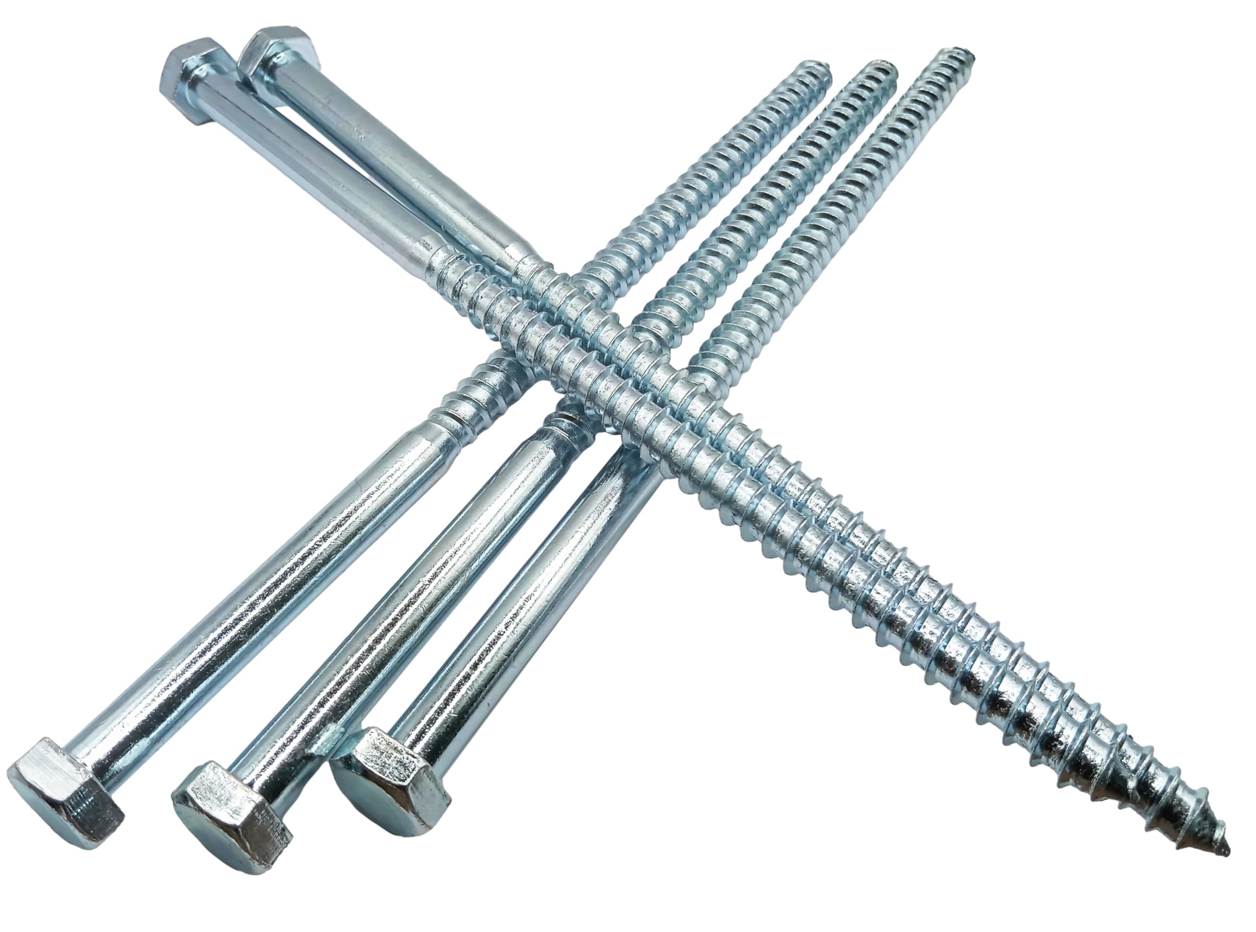 HAFD Heavy-Duty Sleeper Screws 12 x 260mm (10in) Zinc-Plated Pack of 5 Hex Head Lag Bolts for Wood to Concrete Fixings for Coach Screw Outdoor Use in Decking Fencing