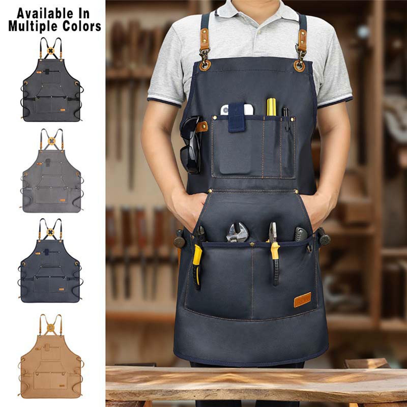 Tela Grembiuli,Lavoro Grembiuli per Uomini Donne,Regolabile Cuoco Grembiuli con 3 Tasche,Grembiule per Cottura Pittura,Impermeabile Grembiule da Giardinaggio,con Cinturino Posteriore