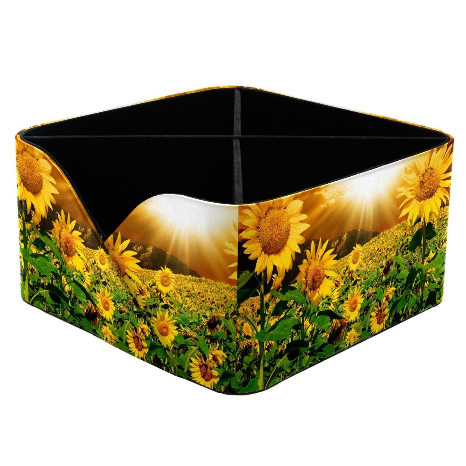 KengjuTesu Sunflower Sunshine Floral Desktop Organizer Pen Holder, Rectangular Pencil Cup for Office, Study and Makeup Stations
