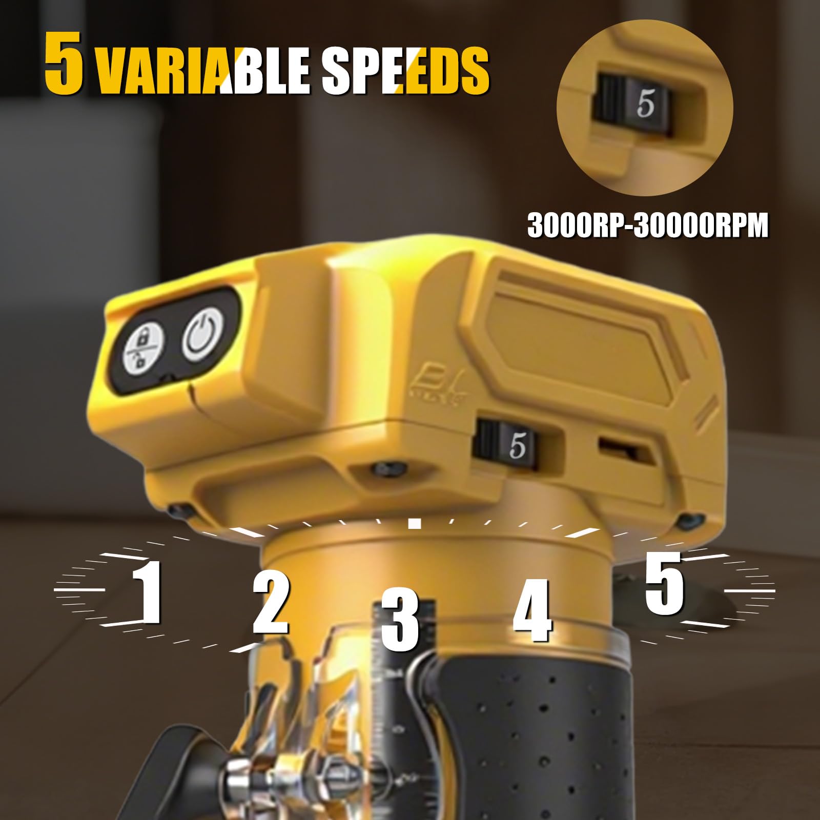WingFly Fresadora de Madera a Batería, Fresa de Cantos con Batería Compacta para Dewalt 18 V, 20 V, Fresadora Madera Eléctrica con 15 Piezas Router Bits para Carpintería