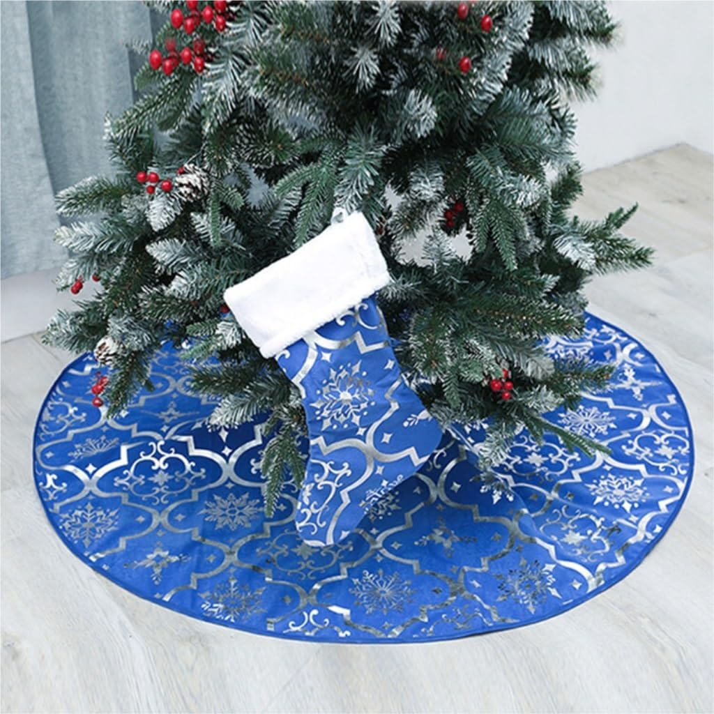 Tree Skirt Christmas Christmas Tree Skirt Christmas Tree Decoration Christmas Tree Skirt Tree Base Apron Christmas Tree Skirt Christmas Skirt Tree(Blue,122cm)