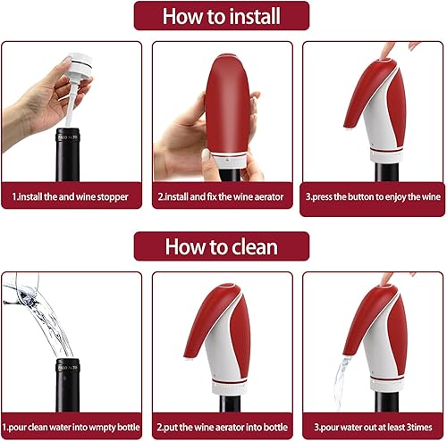 Miniatura 5 de Decantador eléctrico dispensador de vino, aireador automático de vino, decantador recargable inteligente para regalo de fiesta familiar con 2