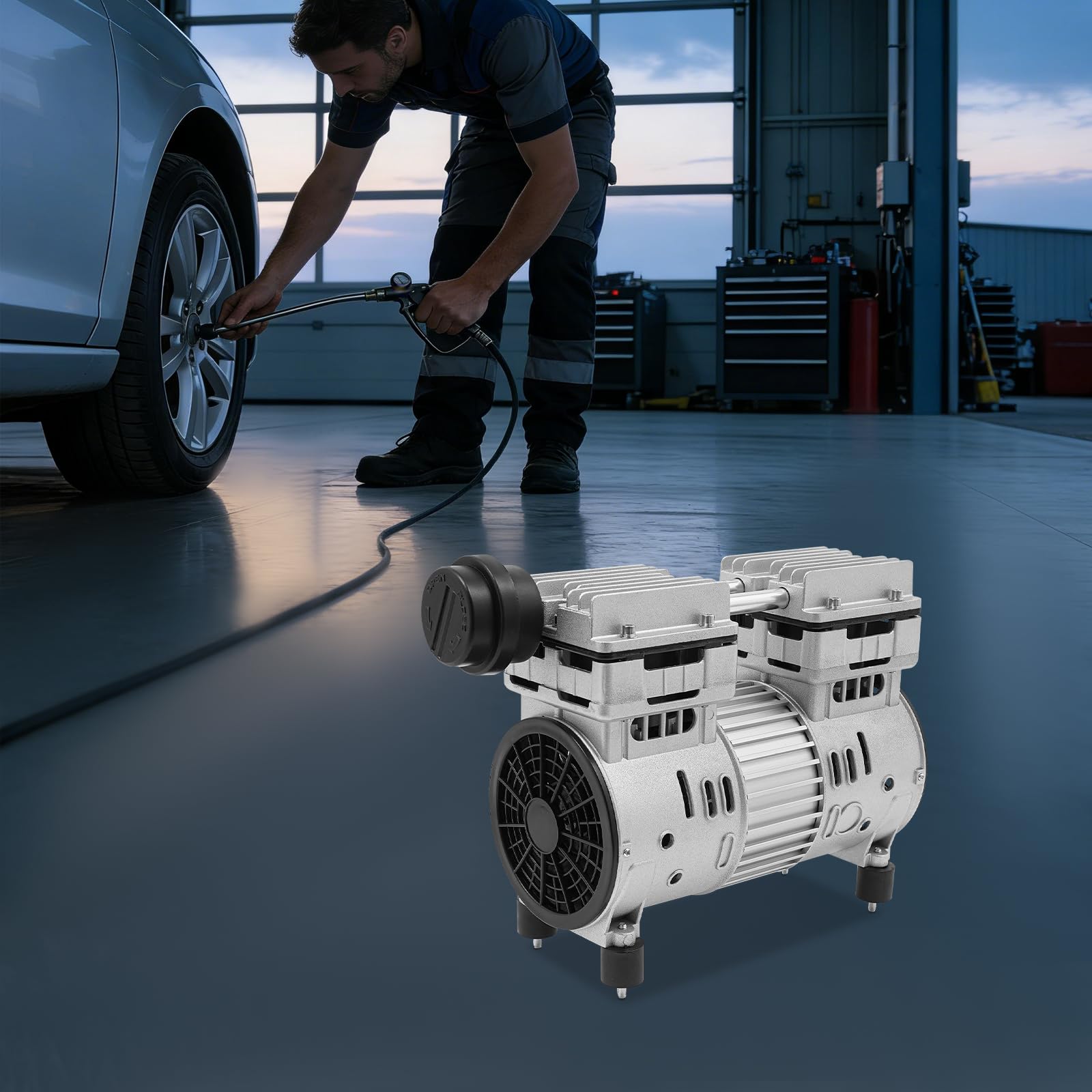 Bezolejowa głowica sprężarki 750 W 8 bar 125 l/min do warsztatu 220 V