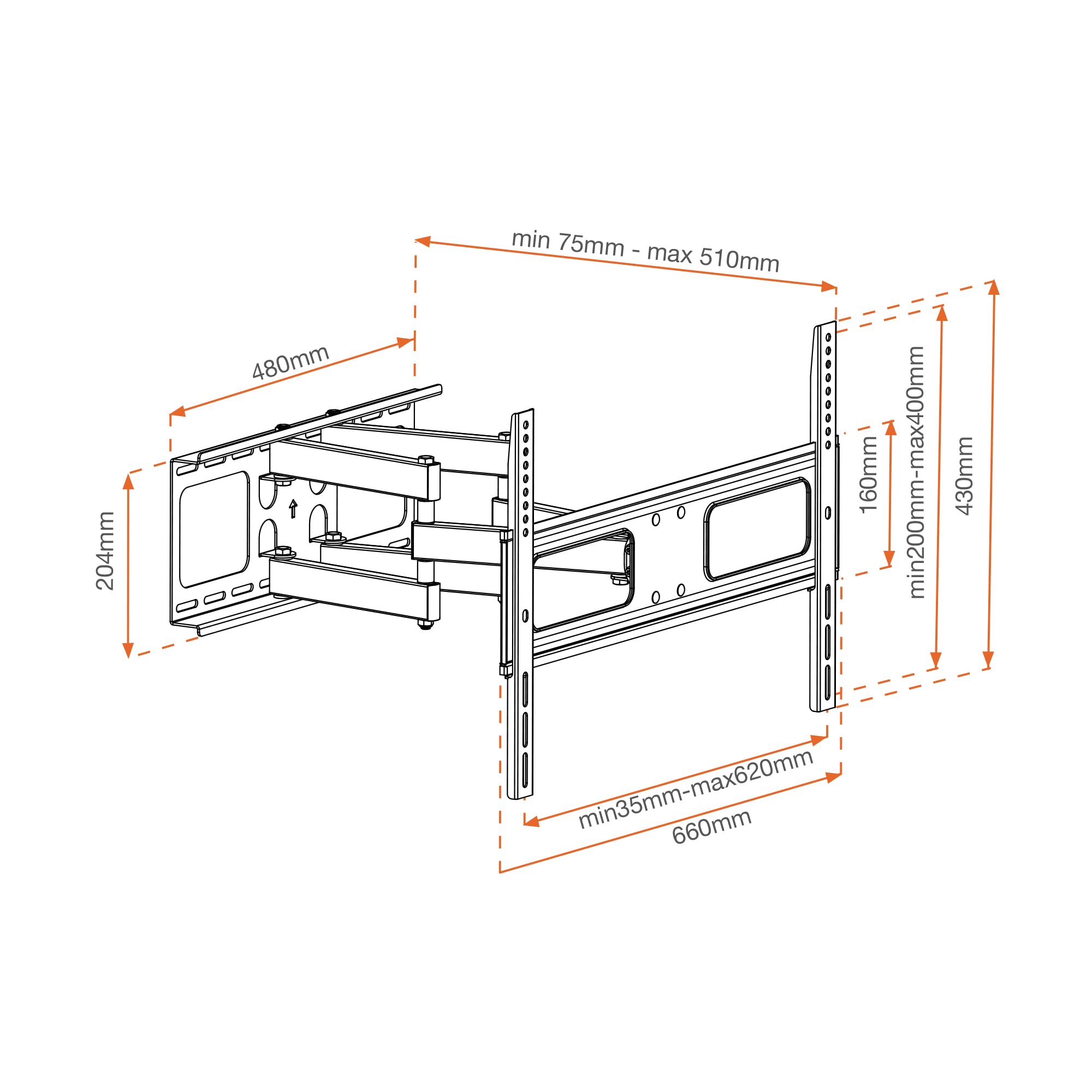 Metronic 45106 - Soporte de pared giratorio e inclinable para televisor, color negro