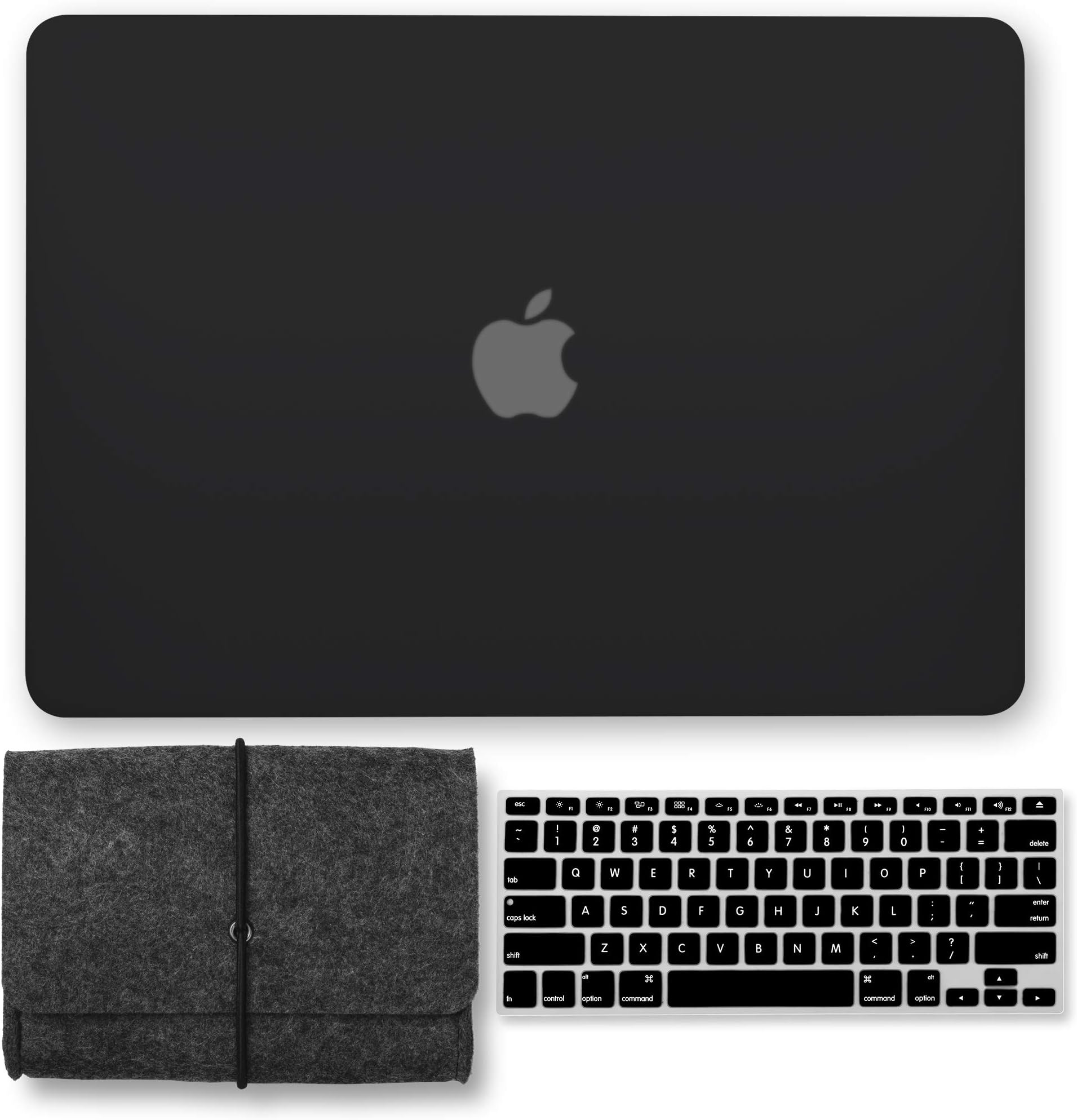 GMYLE MacBook Air 13 Inch Case A1466 A1369 Old Version 2010 2017, Storage Bag Pouch for Travel and Keyboard Cover 3 in 1 Set (Black)