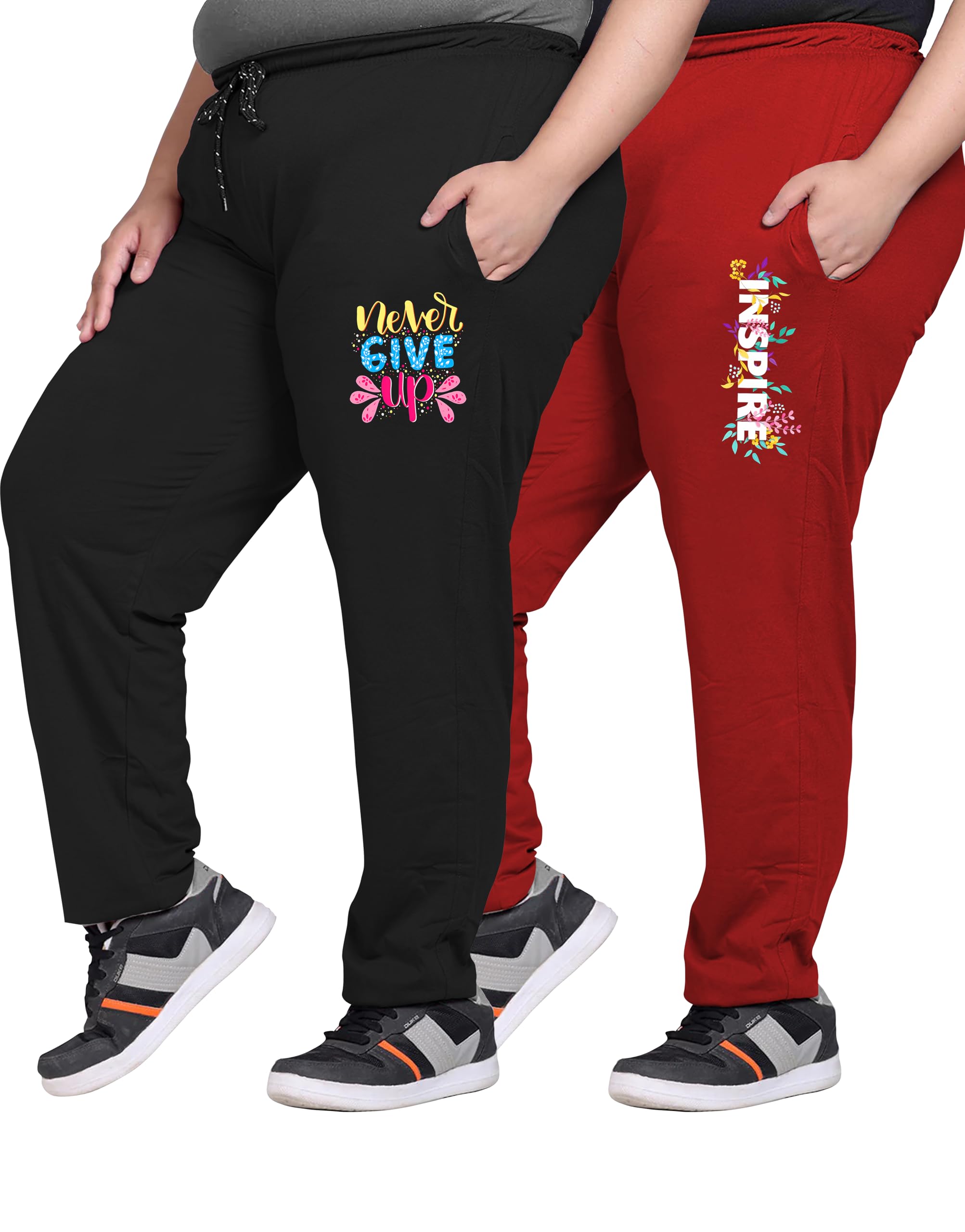 elite soul Womens Cotton Designed Pants ? Pack of 2 | Stylish Plus Size Lounge & Workout Bottoms for Athleisure, Fitness XL, 2XL, 3XL, 4XL, 5XL-picture-29