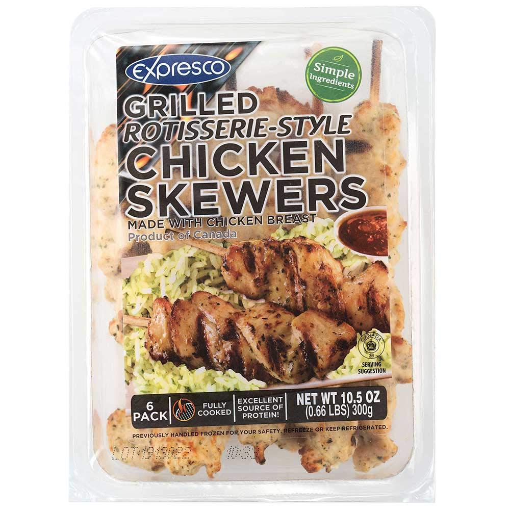 Expresco Fully Cooked Rotisserie Style Chicken Breast Skewer, 10.5 Ounce -- 12 per case.
