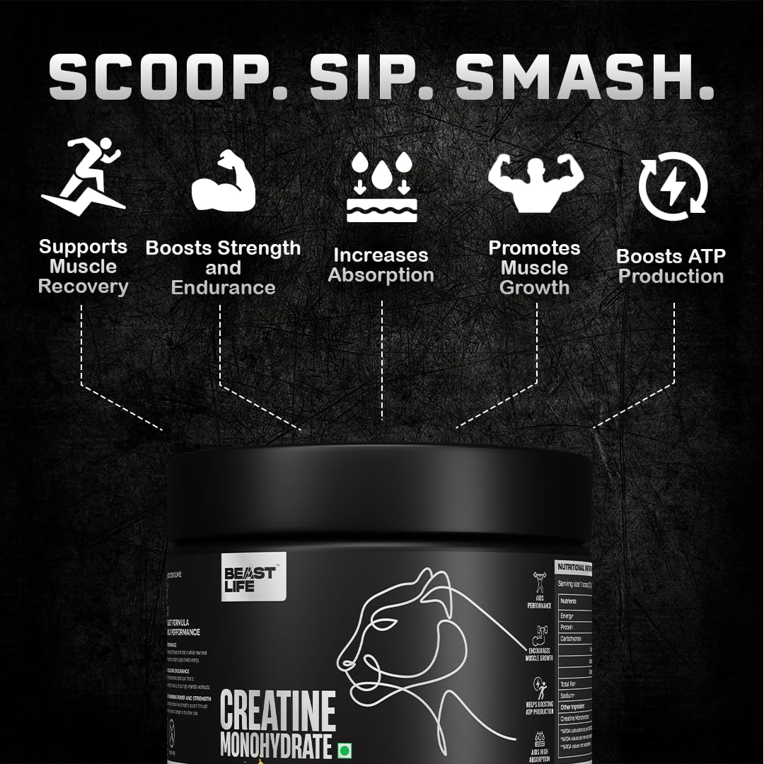 BeastLife Creatine Monohydrate | Super Micronised | 3 Flavours (125g X 3) | Rapid Absorption | Muscle Strength & Recovery | Shikanji + Tropical Tango + Watermelon | For Men & Women | Lab Tested | 99 Servings 2