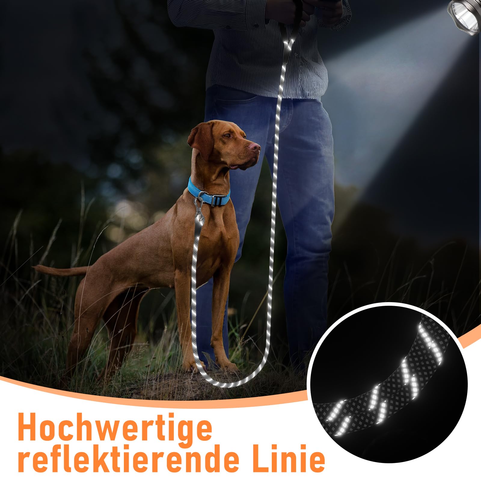 X XBEN Waterdichte sleeplijn voor honden, 10 m rubberen sleeplijn