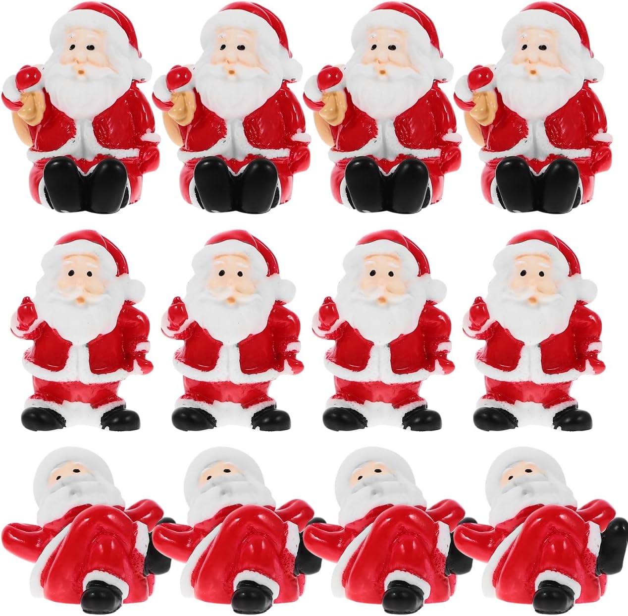 Gatuida 12Pcs Resin Santa Claus Christmas Miniature Figurines, Mini Resin Santa Claus Ornaments Crafts for Xmas Decoration Party Supplies(Mixed Style)