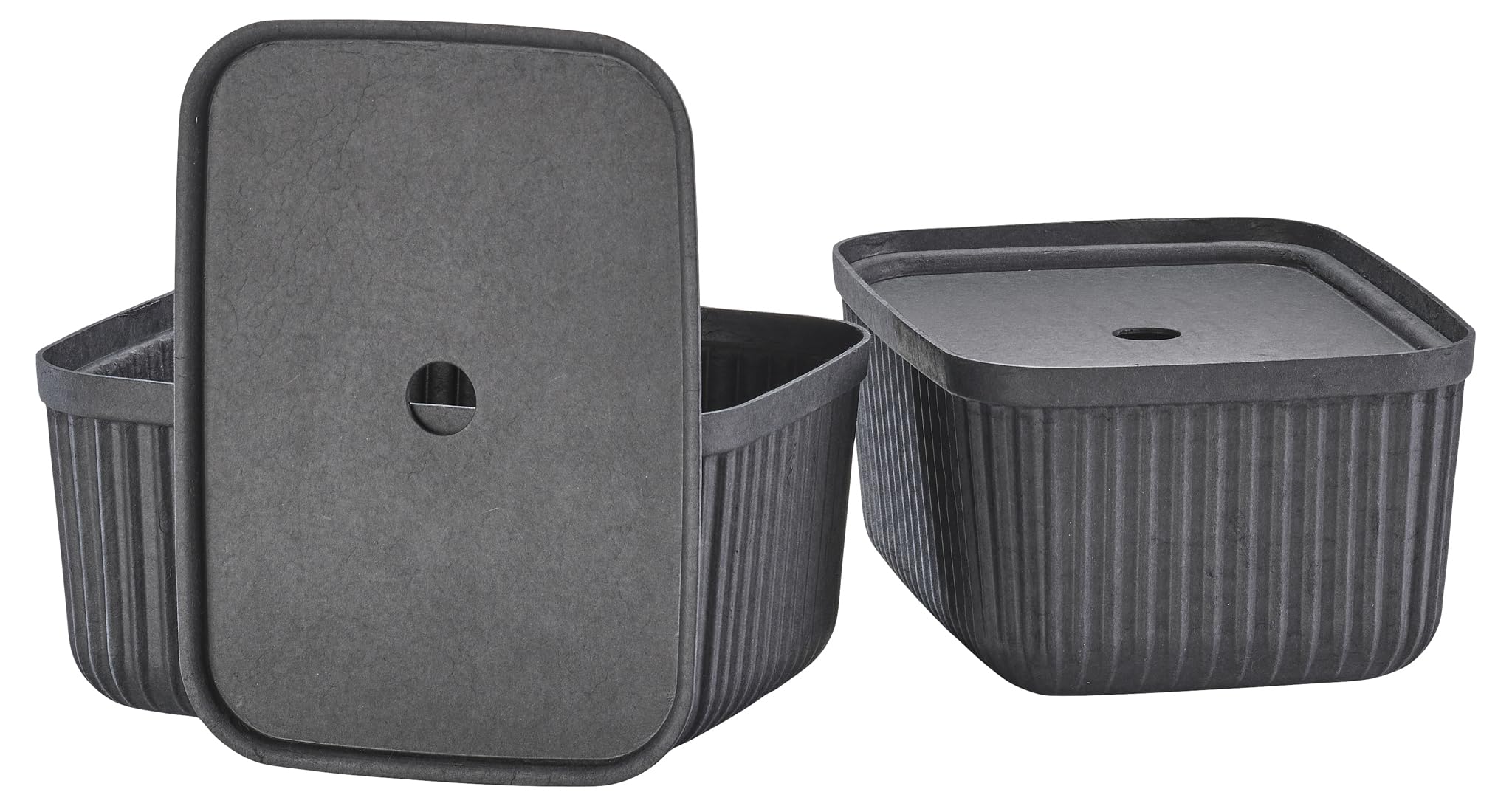 Zone Denmark Pulp Aufbewahrungsboxen mit Deckel – Boxen Aufbewahrung – Stabile Kisten aus 100% Recyclingmaterialien – 2 Stück – 32 x 23 x 15 cm – Schwarz