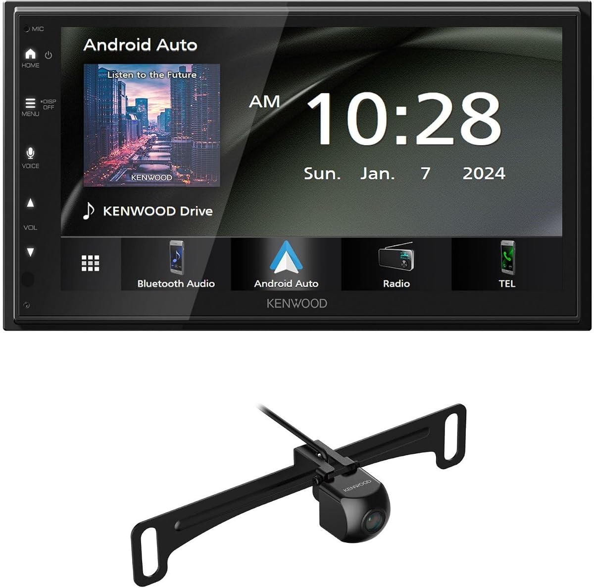 Estéreo digital para automóvil DMX4710S (50 W x 6 canales), compatible con Apple CarPlay y Android Auto, unidad principal habilitada para Bluetooth con pantalla LCD de 6.8" | Además de cámara de respaldo universal KENWOOD CMOS-240U